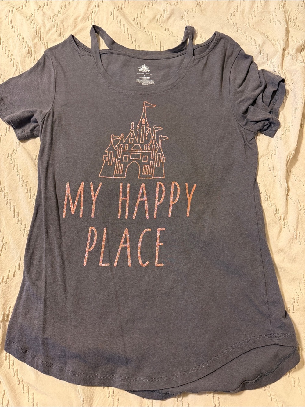 Disney Navy Tee with Pink Sparkle Castle Graphic
